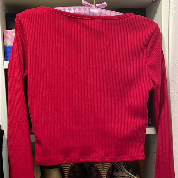 Olivia Rae Red Ribbed Crop Top - Picture 4 of 4